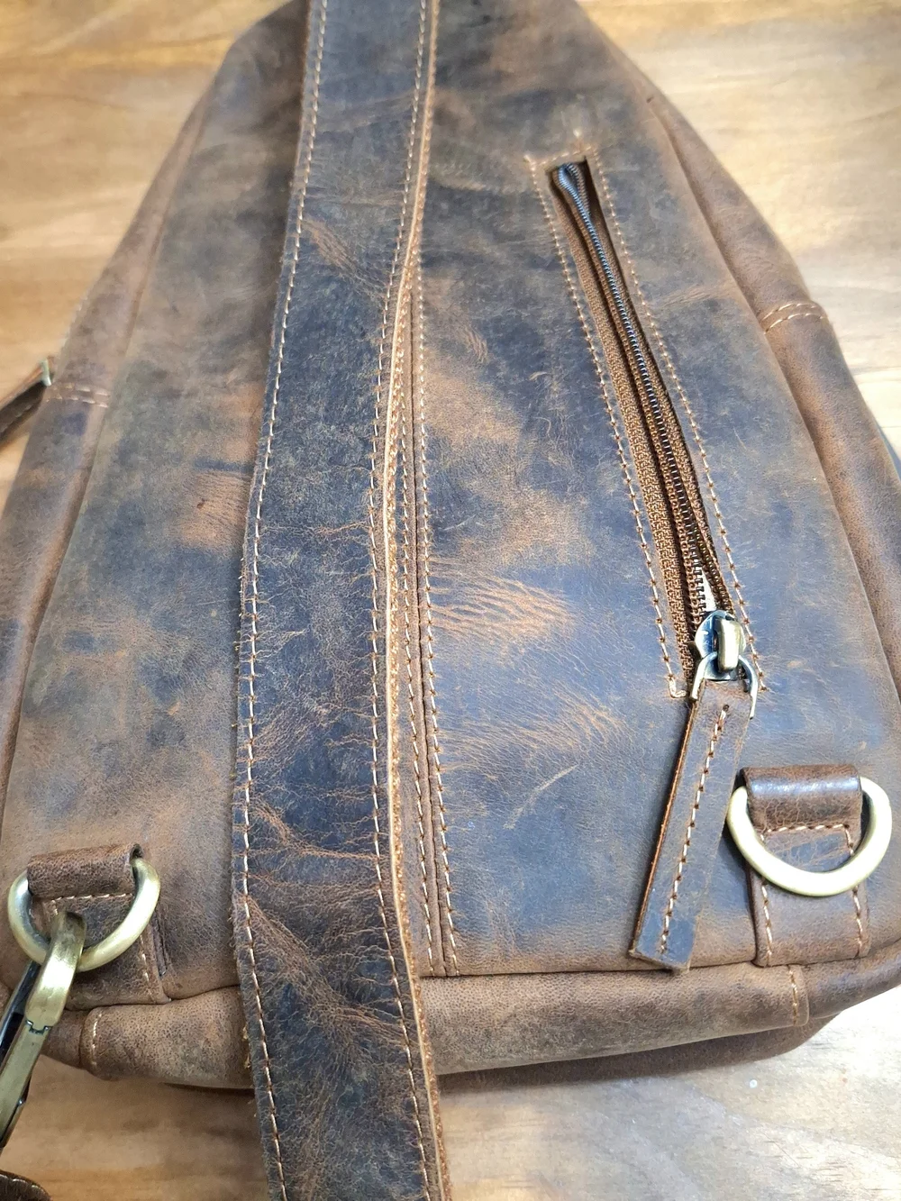 NWOT Green Forest Italian Leather Crossbody Sling Bag | Handcrafted Men's Chest